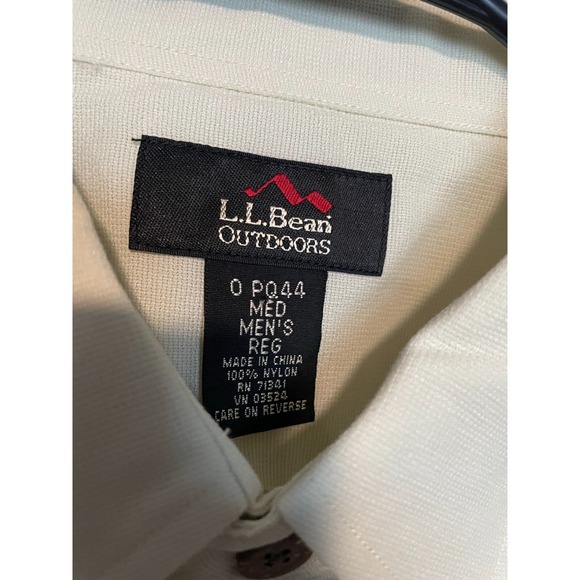 LL Bean Shirt Mens Medium Yellow Button Up Outdoor Hiking Nylon Short Sleeve NWT - Picture 6 of 10